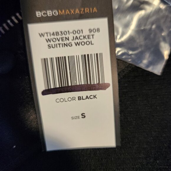 BCBGMAXAZRIA Black Peplum Jacket Satin Button Wool Military Goth Small NEW‎ NWT - Picture 10 of 10